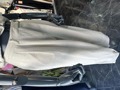 Naturel Tek Düğmeli Pileli Keten Pantolon