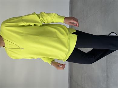 Neon Sarı Rezerve Yanları Yırtmaç Detaylı Sweat