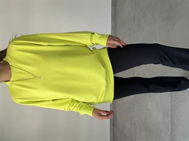 Neon Sarı Rezerve Yanları Yırtmaç Detaylı Sweat