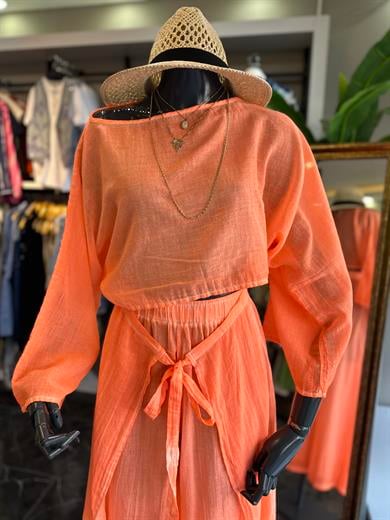 Neon Turuncu Datça Bluz