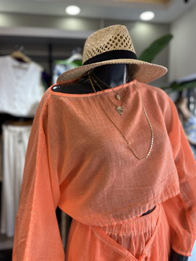 Neon Turuncu Datça Bluz