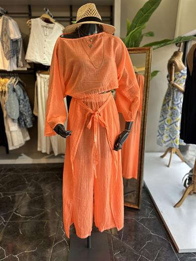 Neon Turuncu Datça Bluz