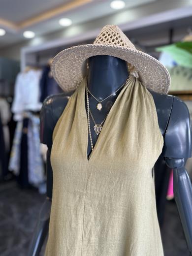 Olive Keten Elbise