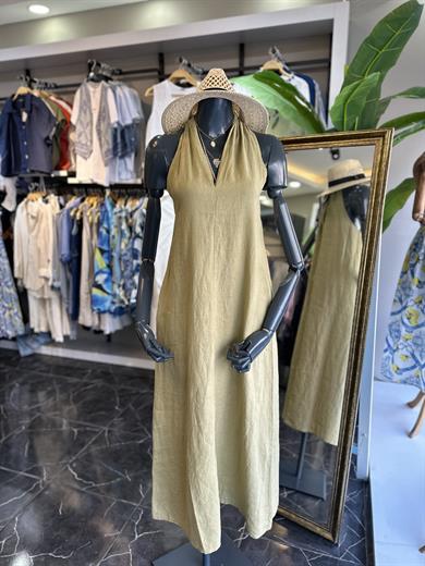 Olive Keten Elbise