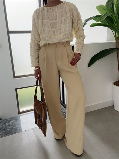 Olive Yüksek Bel Premium  Palazzo Pantolon