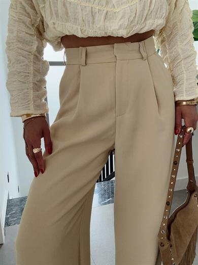 Olive Yüksek Bel Premium  Palazzo Pantolon