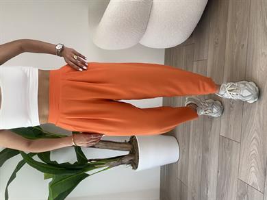 Orange Bombeli Yandan Fermuarlı Pantolon