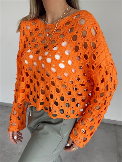 Oranj  Delikli Triko Kazak