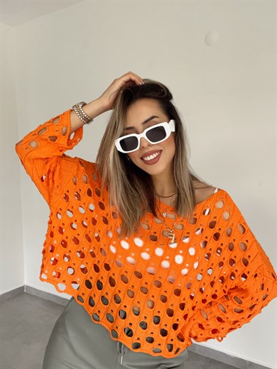 Oranj  Delikli Triko Kazak