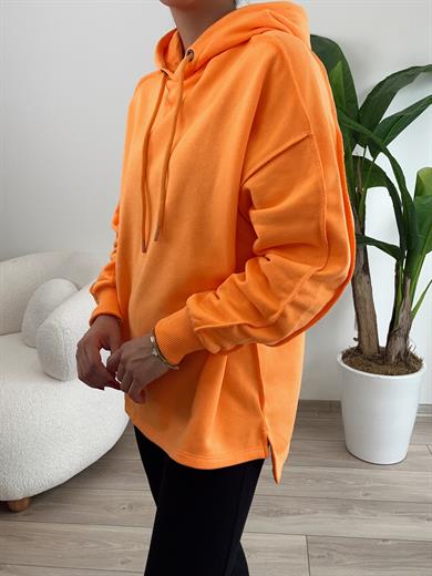 Oranj Pis Dikiş Kapüşonlu Sweat