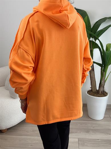 Oranj Pis Dikiş Kapüşonlu Sweat
