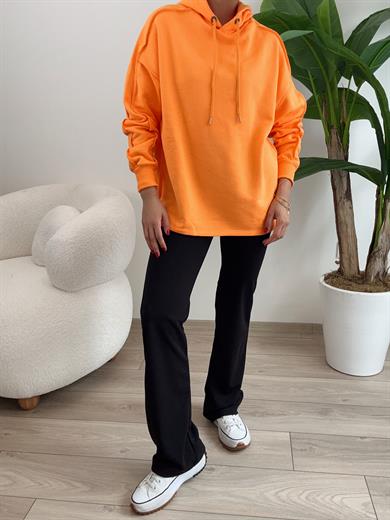 Oranj Pis Dikiş Kapüşonlu Sweat