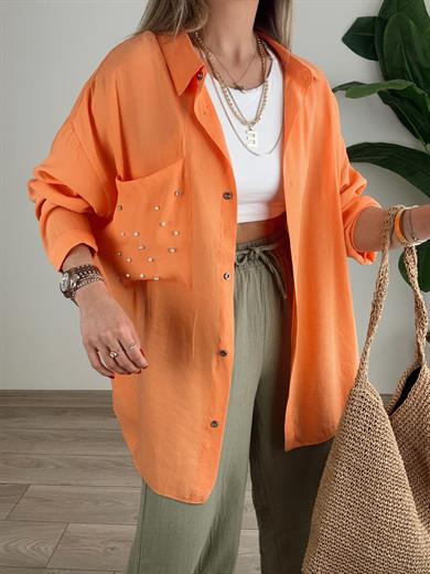 Oranj Taşlı Gömlek