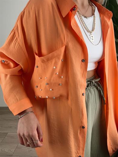 Oranj Taşlı Gömlek