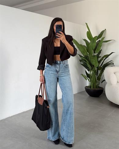 Orta Mavi Wideleg Jean