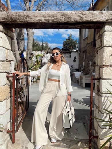 Oversize Ekru Gömlek