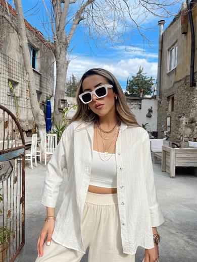 Oversize Ekru Gömlek