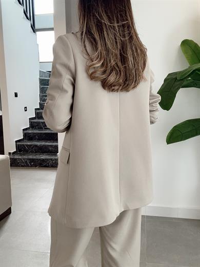 Oversize Haki Tek Düğmeli Ceket