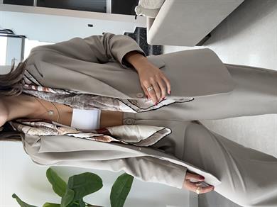 Oversize Haki Tek Düğmeli Ceket