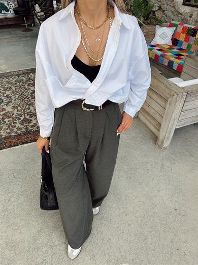 Oversize Poplin Büyük Cep Gömlek