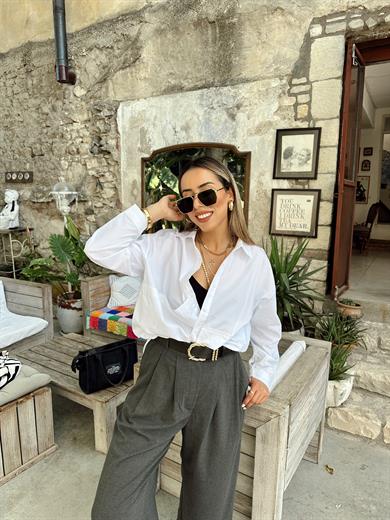 Oversize Poplin Büyük Cep Gömlek