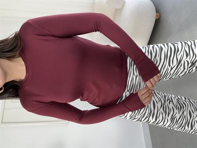 Oys Bordo Parmak Geçirmeli Bluz