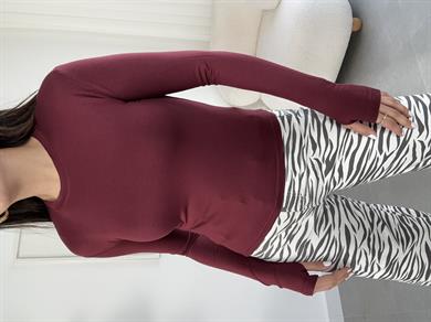 Oys Bordo Parmak Geçirmeli Bluz