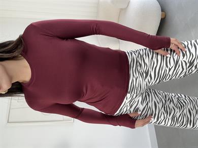 Oys Bordo Parmak Geçirmeli Bluz