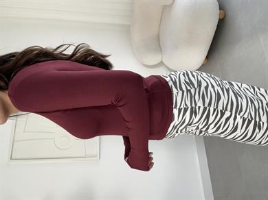 Oys Bordo Parmak Geçirmeli Bluz