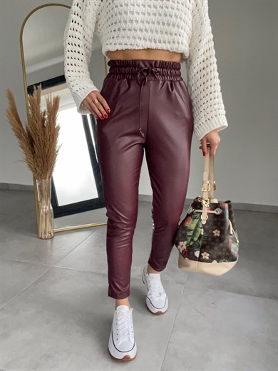 Özel Üretim Beli Lastikli Bordo Pantolon