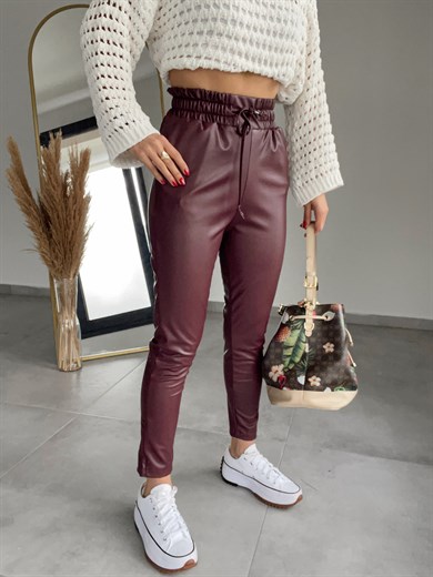 Özel Üretim Beli Lastikli Bordo Pantolon