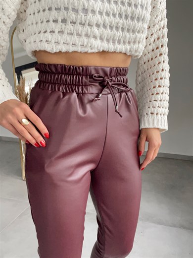 Özel Üretim Beli Lastikli Bordo Pantolon