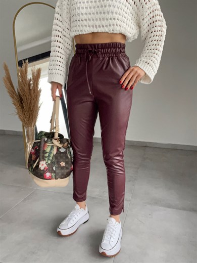 Özel Üretim Beli Lastikli Bordo Pantolon