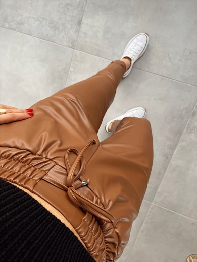 Özel Üretim Beli Lastikli Kahve Pantolon