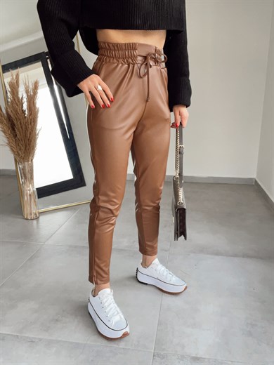 Özel Üretim Beli Lastikli Kahve Pantolon