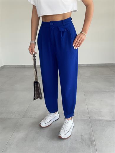 Özel Üretim Beli Ve Paçası Düğmeli Sax Pantolon