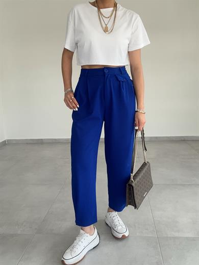 Özel Üretim Beli Ve Paçası Düğmeli Sax Pantolon