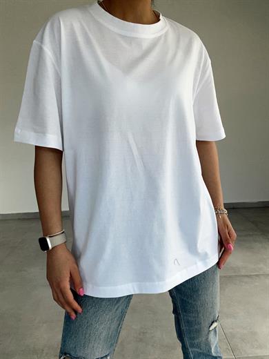 Özel Üretim Beyaz Bisiklet Yaka Tişört