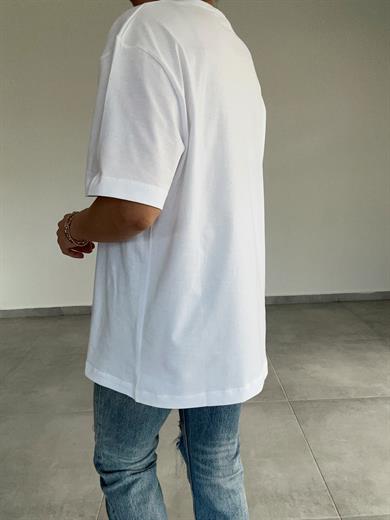 Özel Üretim Beyaz Bisiklet Yaka Tişört