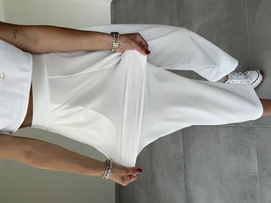 Özel Üretim Bombeli Beyaz Pantolon