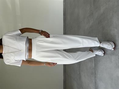 Özel Üretim Bombeli Beyaz Pantolon