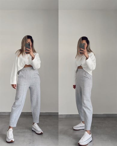 Özel Üretim Gri Şalvar Eşofman