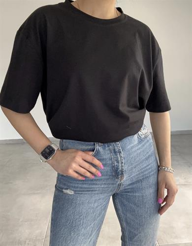 Özel Üretim Siyah Bisiklet Yaka Tişört