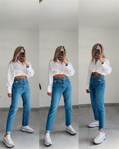 Paça Detaylı Mom Jean