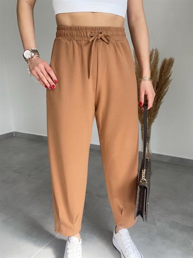 Paça Pileli Camel Pantolon