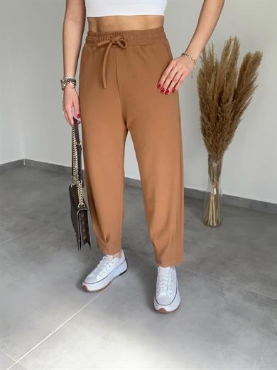 Paça Pileli Camel Pantolon