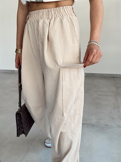 Paraşüt Yandan Cepli Paça Lastikli Eşofman-Taş