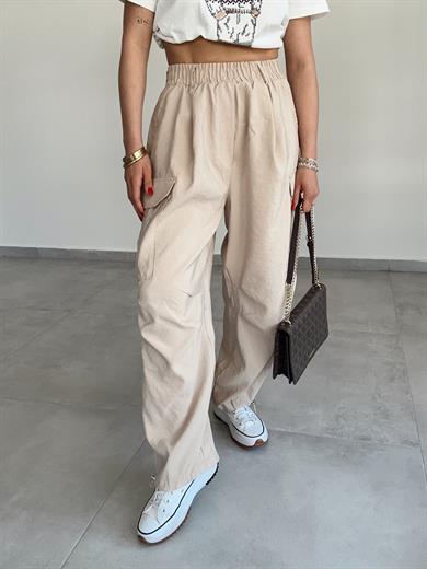 Paraşüt Yandan Cepli Paça Lastikli Eşofman-Taş