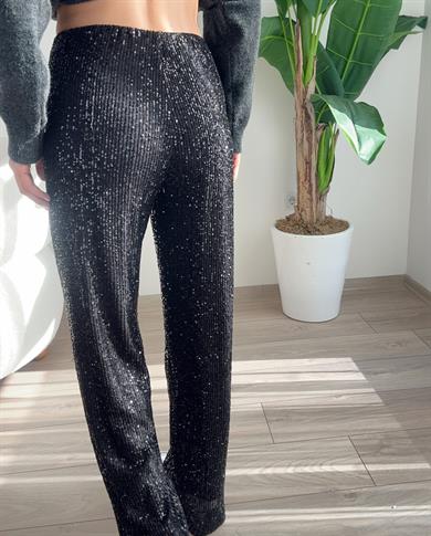 Payetli Siyah Pantolon