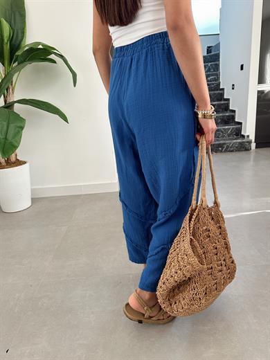 Pcs İndigo Müslin Püsküllü Pantolon